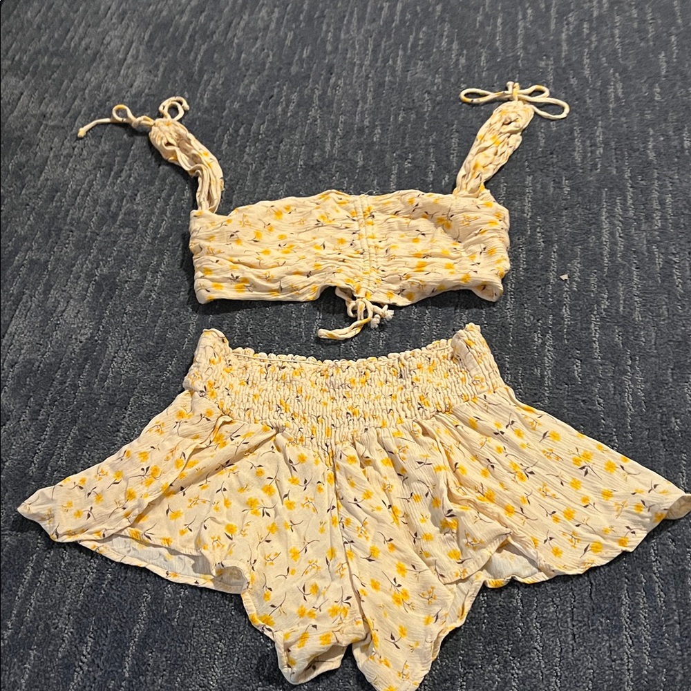 Blue Life Yellow Floral Two-Piece Set